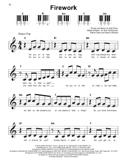 page one of Firework (Super Easy Piano)