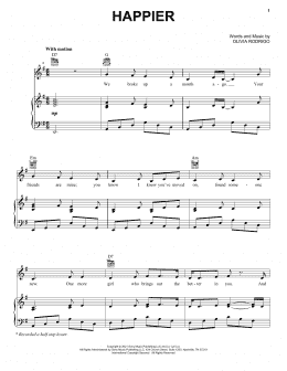 page one of happier (Piano, Vocal & Guitar Chords (Right-Hand Melody))