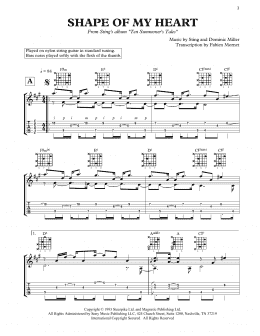 page one of Shape Of My Heart (Solo Guitar)