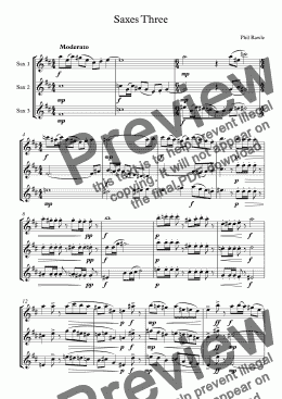 page one of Saxes Three - Saxophone Trio