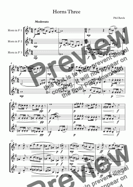 page one of Horns Three - French Horn Trio
