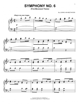 page one of Symphony No. 6 In F Major ("Pastoral"), First Movement Excerpt (Easy Piano)
