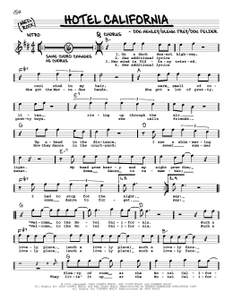 page one of Hotel California (Real Book – Melody, Lyrics & Chords)
