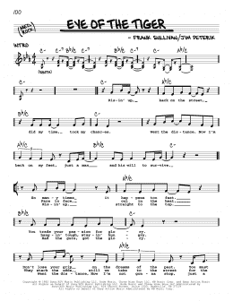 page one of Eye Of The Tiger (Real Book – Melody, Lyrics & Chords)