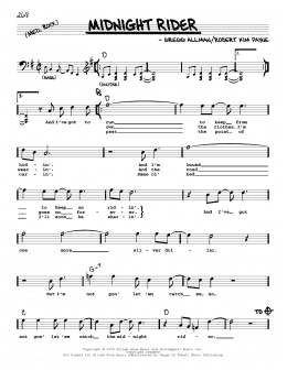 page one of Midnight Rider (Real Book – Melody, Lyrics & Chords)
