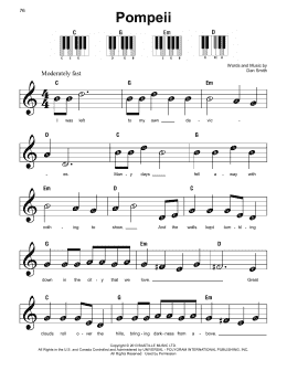 page one of Pompeii (Super Easy Piano)