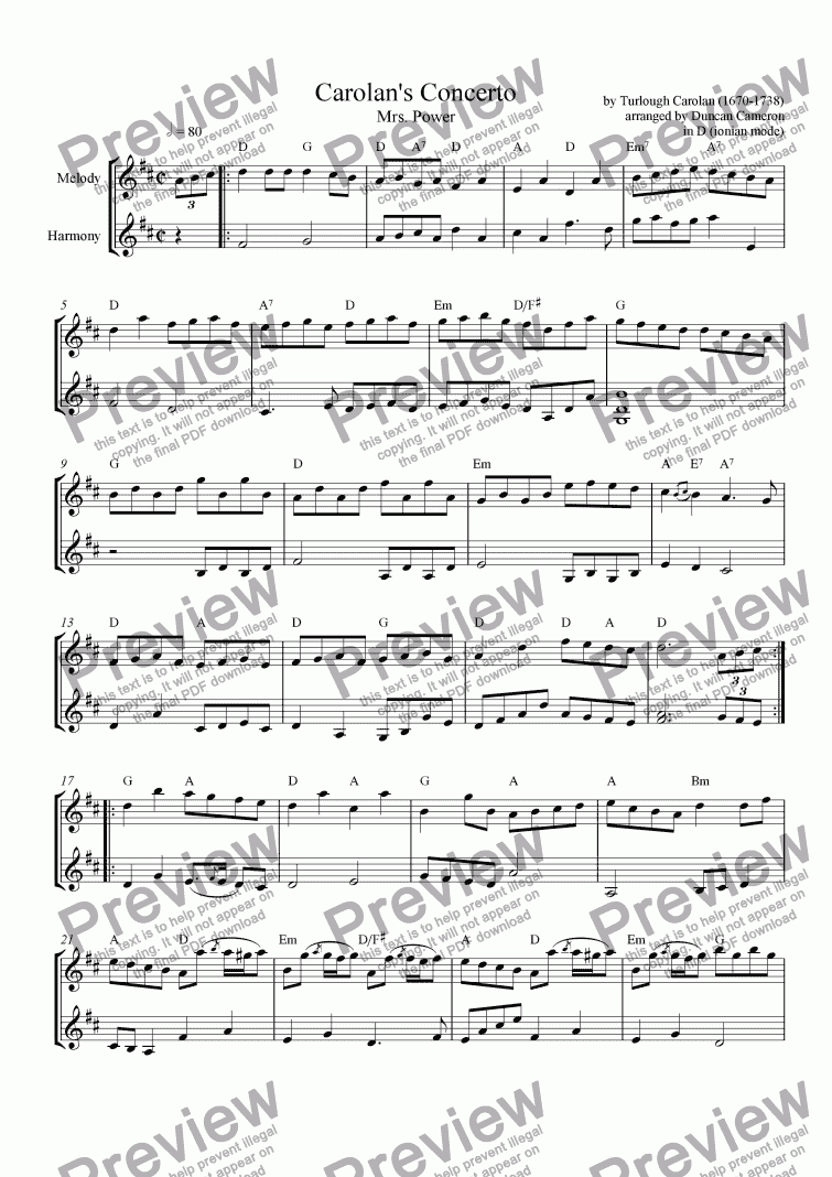 page one of Carolan's Concerto