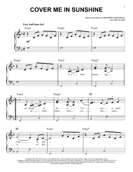 page one of Cover Me In Sunshine (Easy Piano)