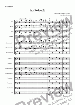 page one of Saint-Saëns: Pas Redoublé (Wind Ensemble - Mini Wind Band)