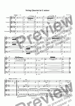 page one of String Quartet in G minor (I)