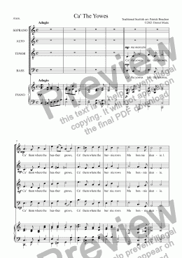 page one of Ca' The Yowes for S.A.T.B. Choir and Piano