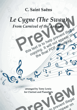 page one of Le Cygne (The Swan) for Clarinet - Score and parts