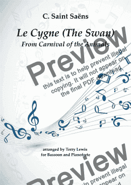 page one of Le Cygne (The Swan) For Bassoon and Piano