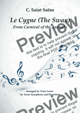 page one of Le Cygne, The Swan for Tenor sax