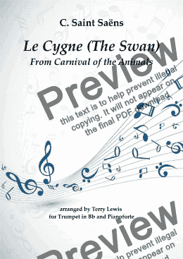 page one of Le Cygne, The Swan for Trumpet