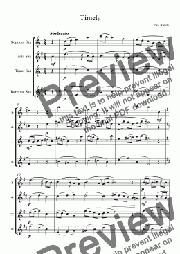 page one of Timely - Saxophone Quartet
