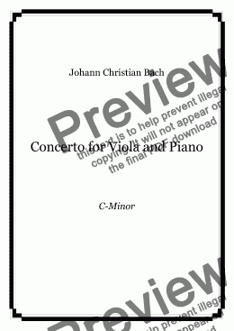 page one of Johann Christian Bach - Concerto for Viola and Piano in C-Minor