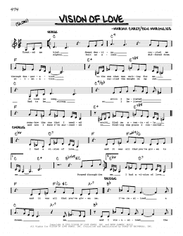 page one of Vision Of Love (Real Book – Melody & Chords)