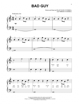 page one of bad guy (Beginning Piano Solo)