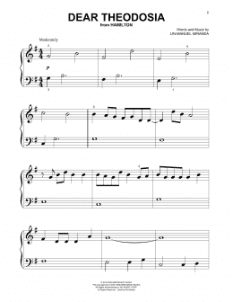 page one of Dear Theodosia (from Hamilton) (Beginning Piano Solo)