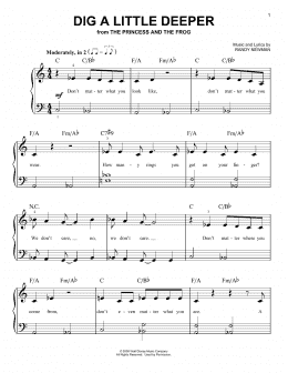 page one of Dig A Little Deeper (from The Princess And The Frog) (Very Easy Piano)