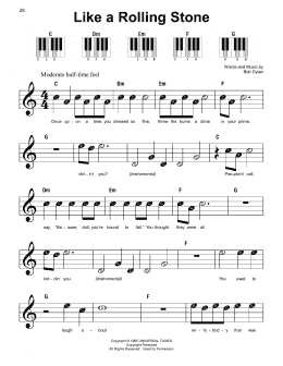 page one of Like A Rolling Stone (Super Easy Piano)