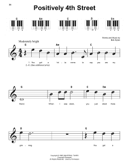 page one of Positively 4th Street (Super Easy Piano)