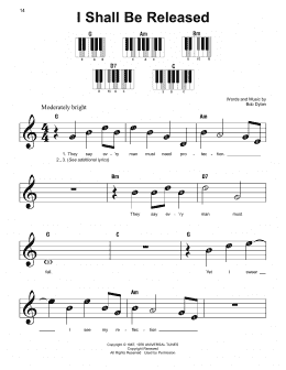 page one of I Shall Be Released (Super Easy Piano)