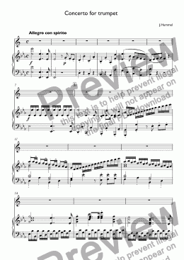 page one of Hummel -   Trumpet Concerto in Eb major  for trumpet Eb & piano, 1 mvt. Allegro