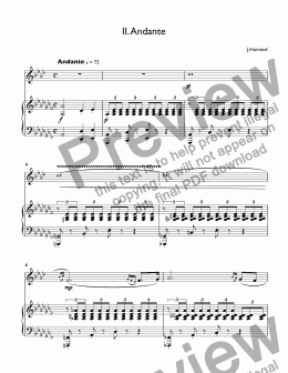 page one of Hummel -   Trumpet Concerto in Eb major  for trumpet Eb & piano, 2 mvt.Andante