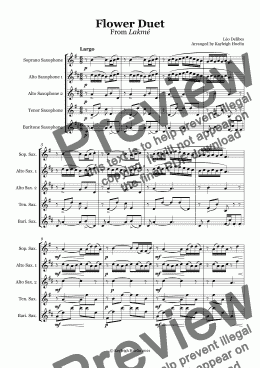 page one of Flower Duet (from Lakmé by Léo Delibes) (SAATB saxophone quintet)