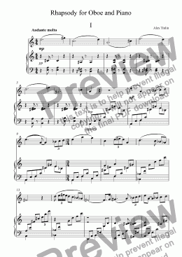 page one of Rhapsody for Oboe and Piano