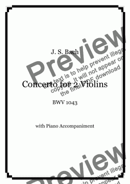 page one of J. S. Bach - Concerto for 2 Violins and Piano in D minor BWV 1043