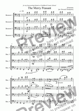 page one of Schumann  The Merry Peasant for 4 Bassoons