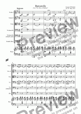 page one of Offenbach Barcarolle for Piano and Strings