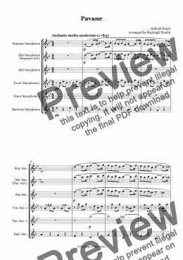 page one of Pavane by Gabriel Faure - Saxophone quintet (SATTB/AATTB)
