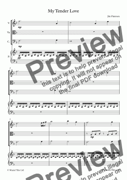 page one of My Tender Love (Piano Quartet)