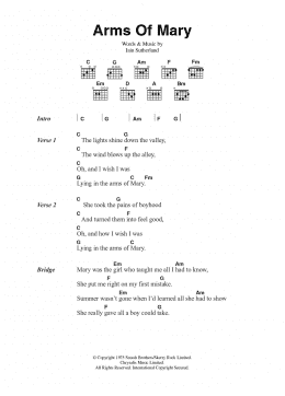 page one of Arms Of Mary (Guitar Chords/Lyrics)