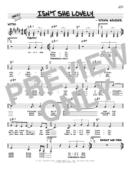 page one of Isn't She Lovely (Real Book – Melody, Lyrics & Chords)