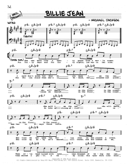 page one of Billie Jean (Real Book – Melody, Lyrics & Chords)