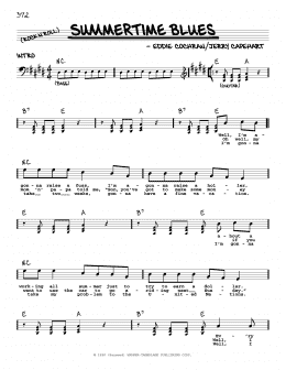 page one of Summertime Blues (Real Book – Melody, Lyrics & Chords)