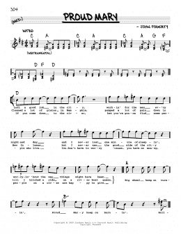 page one of Proud Mary (Real Book – Melody, Lyrics & Chords)