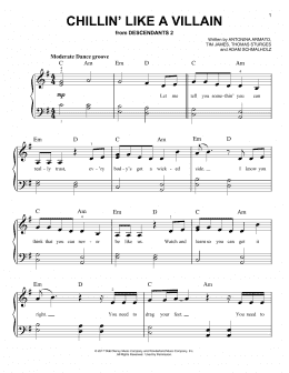 page one of Chillin' Like a Villain (from Disney's Descendants 2) (Very Easy Piano)