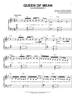 page one of Queen Of Mean (from Disney's Descendants 3) (Very Easy Piano)