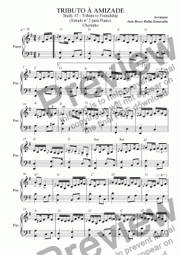 page one of Tributo a Amizade - Chorinho (Tribute to Friendship) - Piano