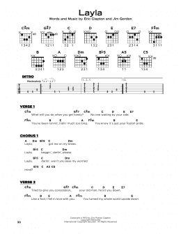 page one of Layla (Really Easy Guitar)