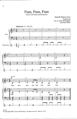 page one of Fum, Fum, Fum (2-Part Choir)