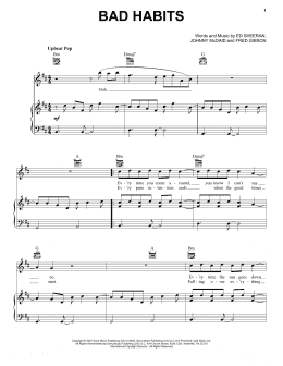 page one of Bad Habits (Piano, Vocal & Guitar Chords (Right-Hand Melody))