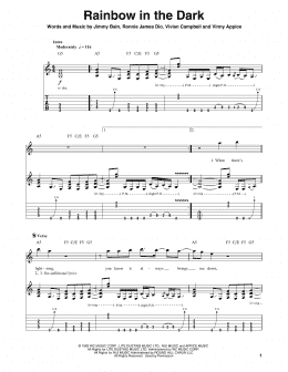 page one of Rainbow In The Dark (Guitar Tab (Single Guitar))