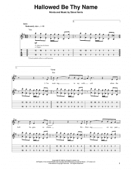 page one of Hallowed Be Thy Name (Guitar Tab (Single Guitar))